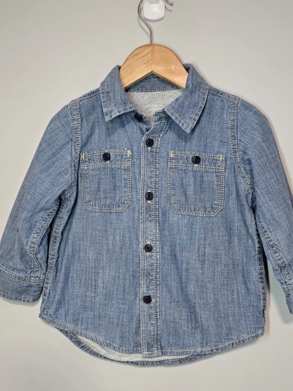 Kids Blue Denim Button-Up Shirt Jacket Fully Lined Soft Cotton.